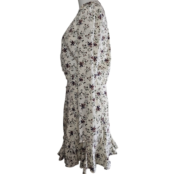 Veronica Beard Riggins Floral Silk Crepe Flounce Mini Dress Beige 4 NWT - Picture 4 of 10